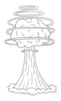 vektor svart och vit kontur illustration av en kärn explosion