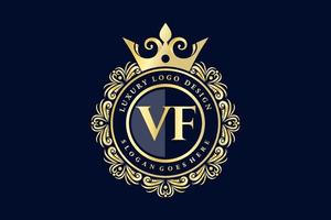 vf anfangsbuchstabe gold kalligrafisch feminin floral handgezeichnet heraldisch monogramm antik vintage stil luxus logo design premium vektor