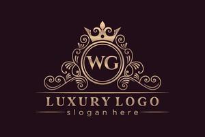 wg anfangsbuchstabe gold kalligrafisch feminin floral handgezeichnet heraldisch monogramm antik vintage stil luxus logo design premium vektor