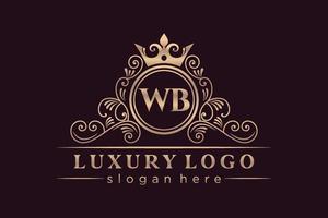 wb anfangsbuchstabe gold kalligrafisch feminin floral handgezeichnet heraldisch monogramm antik vintage stil luxus logo design premium vektor