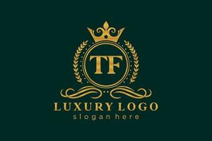 Royal Luxury Logo-Vorlage mit anfänglichem tf-Buchstaben in Vektorgrafiken für Restaurant, Lizenzgebühren, Boutique, Café, Hotel, Heraldik, Schmuck, Mode und andere Vektorillustrationen. vektor