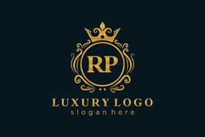 Royal Luxury Logo-Vorlage mit anfänglichem RP-Buchstaben in Vektorgrafiken für Restaurant, Lizenzgebühren, Boutique, Café, Hotel, Heraldik, Schmuck, Mode und andere Vektorillustrationen. vektor