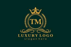 Royal Luxury Logo-Vorlage mit anfänglichem tm-Buchstaben in Vektorgrafiken für Restaurant, Lizenzgebühren, Boutique, Café, Hotel, Heraldik, Schmuck, Mode und andere Vektorillustrationen. vektor