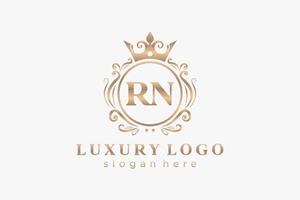 Royal Luxury Logo-Vorlage mit anfänglichem rn-Buchstaben in Vektorgrafiken für Restaurant, Lizenzgebühren, Boutique, Café, Hotel, Heraldik, Schmuck, Mode und andere Vektorillustrationen. vektor