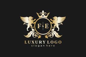 första fe brev lejon kunglig lyx logotyp mall i vektor konst för restaurang, kungligheter, boutique, Kafé, hotell, heraldisk, Smycken, mode och Övrig vektor illustration.