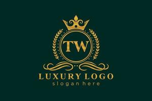 första tw brev kunglig lyx logotyp mall i vektor konst för restaurang, kungligheter, boutique, Kafé, hotell, heraldisk, Smycken, mode och Övrig vektor illustration.