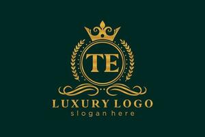 första te brev kunglig lyx logotyp mall i vektor konst för restaurang, kungligheter, boutique, Kafé, hotell, heraldisk, Smycken, mode och Övrig vektor illustration.