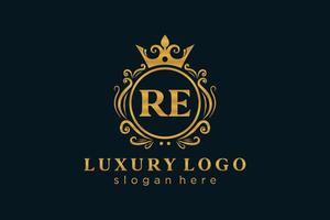 Initial Re Letter Royal Luxury Logo Vorlage in Vektorgrafiken für Restaurant, Lizenzgebühren, Boutique, Café, Hotel, Heraldik, Schmuck, Mode und andere Vektorillustrationen. vektor