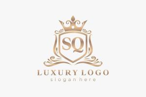 Royal Luxury Logo-Vorlage mit quadratischem Anfangsbuchstaben in Vektorgrafiken für Restaurant, Lizenzgebühren, Boutique, Café, Hotel, Heraldik, Schmuck, Mode und andere Vektorillustrationen. vektor