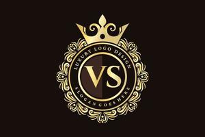 vs anfangsbuchstabe gold kalligrafisch feminin floral handgezeichnet heraldisch monogramm antik vintage stil luxus logo design premium vektor