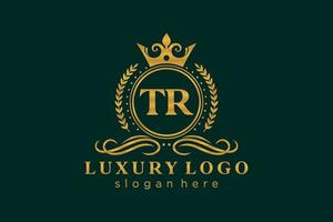 Royal Luxury Logo-Vorlage mit anfänglichem tr-Buchstaben in Vektorgrafiken für Restaurant, Lizenzgebühren, Boutique, Café, Hotel, Heraldik, Schmuck, Mode und andere Vektorillustrationen. vektor