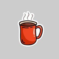 tasse heißen kaffee oder tee doodle skizzenstil symbol illustration vektor