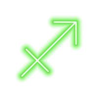 grön neon zodiaken tecken sagittarius på vit. förutsägelser, astrologi, horoskop. vektor