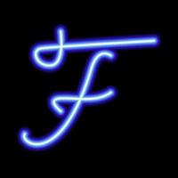 Neonblaues Symbol f auf schwarzem Hintergrund vektor