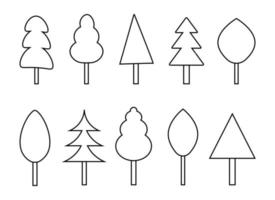samling av träd illustrationer. grönt träd natur hälsosam illustration vektor. uppsättning av olika gröna träd enkel och minimalistisk vektorillustration vektor