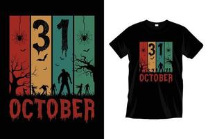 31. Oktober moderne Halloween-T-Shirt-Grafik. vektor