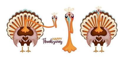 Thanksgiving Day Truthahn Charakter. Truthahn isoliert auf weißem Hintergrund. Thanksgiving Day Vector Illustration.Herbst lustige Cliparts.