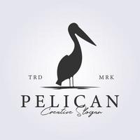 klassisches retro-pelikan-vogel-logo-vektor-illustrationsdesign vektor