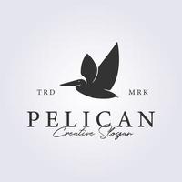 Fliegender Pelikan-Vogel im Retro-Stil für Logo-Vektor-Illustrationsdesign, Vintage-Pelikan vektor