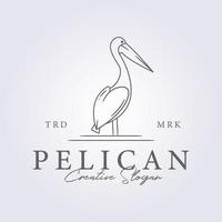 einfache Linie Kunst Pelikan Vogel Logo Vektordesign vektor