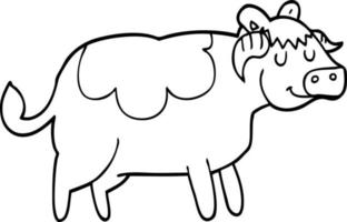 Strichzeichnung Cartoon-Kuh vektor