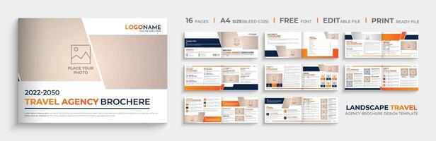 16 Seiten modernes Landschaftsdesign für Reisebürobroschüren vektor