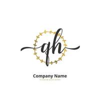qh qh Anfangshandschrift und Signatur-Logo-Design mit Kreis. schönes design handgeschriebenes logo für mode, team, hochzeit, luxuslogo. vektor