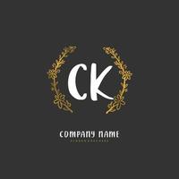 ck ck Anfangshandschrift und Signatur-Logo-Design mit Kreis. schönes design handgeschriebenes logo für mode, team, hochzeit, luxuslogo. vektor