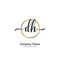 dh dh Anfangshandschrift und Signatur-Logo-Design mit Kreis. schönes design handgeschriebenes logo für mode, team, hochzeit, luxuslogo. vektor