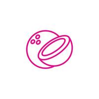 eps10 rosa vektor kokos skiva abstrakt linje konst ikon isolerat på vit bakgrund. kokos olja översikt symbol i en enkel platt trendig modern stil för din hemsida design, logotyp, och mobil app