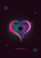 lutning neon hjärta design vektor