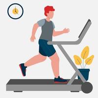 Konzept des Läufers auf dem Laufband für Sport, Aktivität, Gesundheitsvektorillustration im flachen Stil vektor