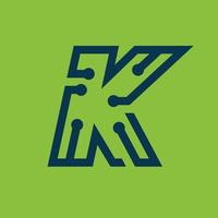 k-Tech-Monogramm-Logo-Design, Umriss-Logo-Design vektor