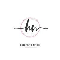 hn hn Anfangshandschrift und Signatur-Logo-Design mit Kreis. schönes design handgeschriebenes logo für mode, team, hochzeit, luxuslogo. vektor