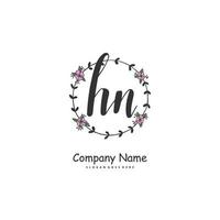 hn hn Anfangshandschrift und Signatur-Logo-Design mit Kreis. schönes design handgeschriebenes logo für mode, team, hochzeit, luxuslogo. vektor