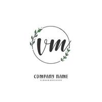 vm vm Anfangshandschrift und Signatur-Logo-Design mit Kreis. schönes design handgeschriebenes logo für mode, team, hochzeit, luxuslogo. vektor