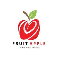 frukt äpple logotyp design, röd frukt vektor, med abstrakt stil, produkt varumärke märka illustration vektor