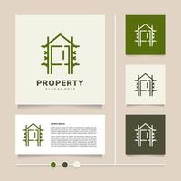 kreativ begrepp vektor grön hus linje logotyp design för verklig egendom, fast egendom ombud, bostads- uthyrning, investering etc