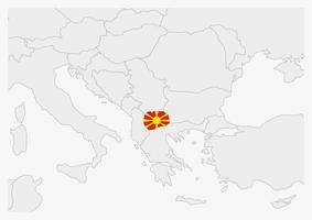 macedonia Karta markerad i macedonia flagga färger vektor