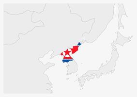 norr korea Karta markerad i norr korea flagga färger vektor