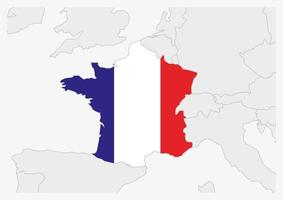 Frankreich-Karte in Frankreich-Flaggenfarben hervorgehoben vektor