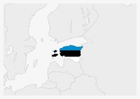 estland Karta markerad i estland flagga färger vektor