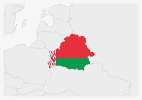 Weißrussland-Karte in den Farben der Weißrussland-Flagge hervorgehoben vektor