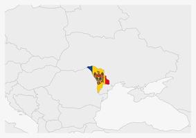 moldavien Karta markerad i moldavien flagga färger vektor