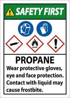 Safety First Propan brennbares Gas psa ghs-Zeichen vektor