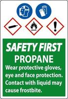 Safety First Propan brennbares Gas psa ghs-Zeichen vektor