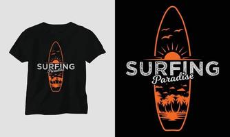 surfing t-shirt design, retro Färg vektor