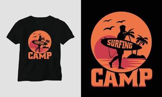 surfing t-shirt design, retro Färg vektor