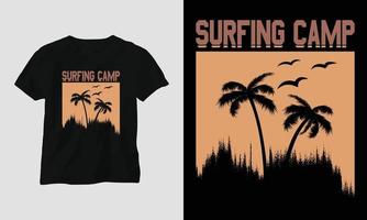 surfing t-shirt design, retro Färg vektor