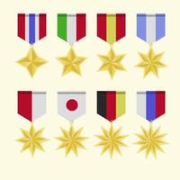 militär medalj med flagga religion, stjärna medalj uppsättning. vektor